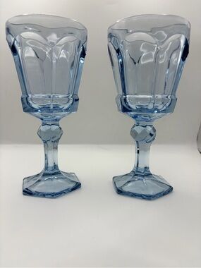 Retired vintage Fosteria light blue wine or water goblet set a two